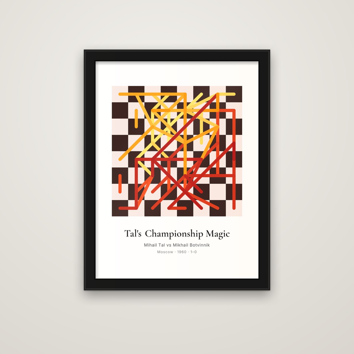 Tal's Championship Magic framed chess print