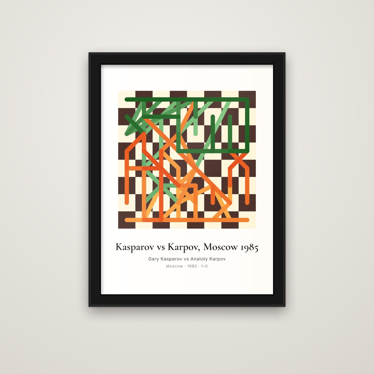 Kasparov vs Karpov, Moscow 1985 framed chess print