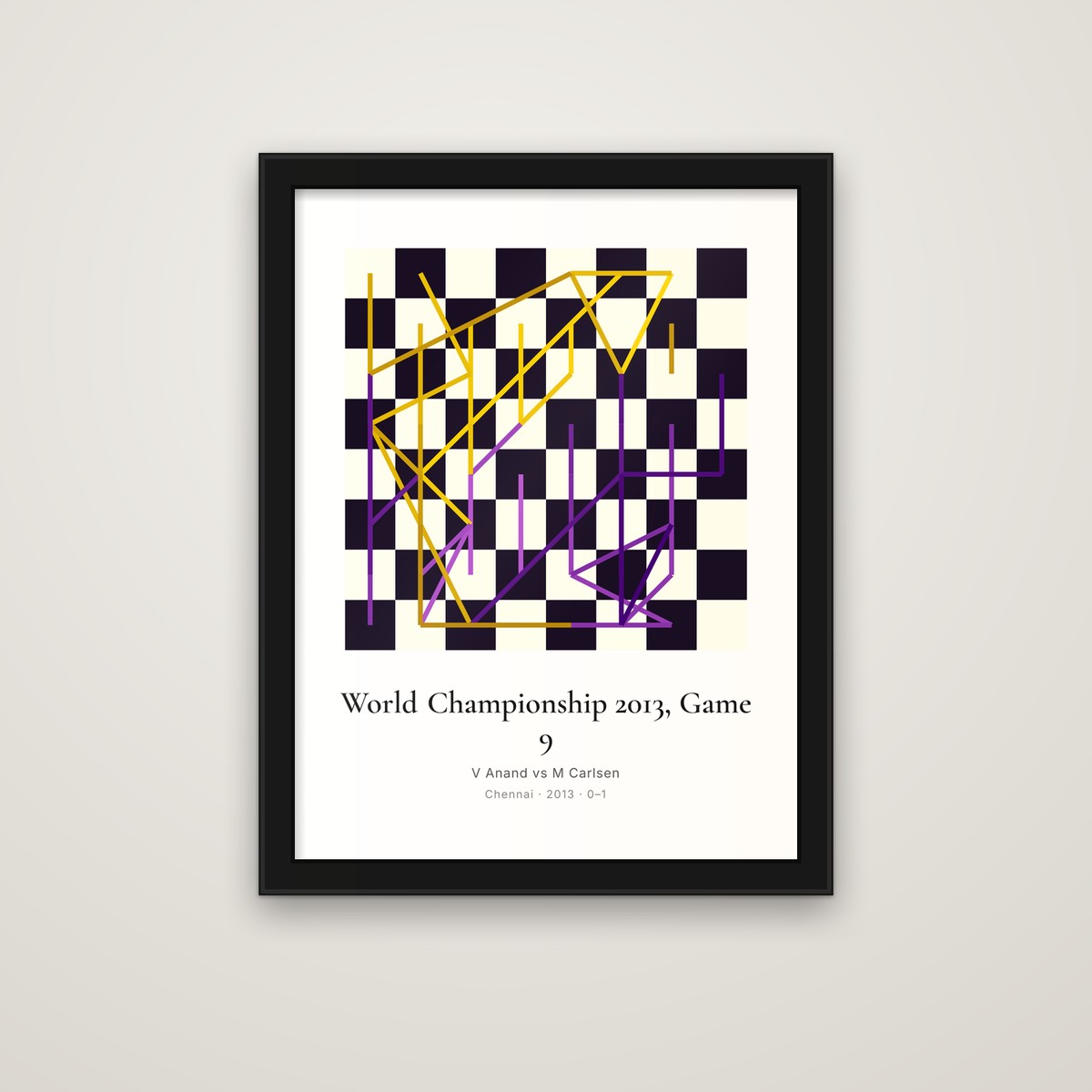 World Championship 2013, Game 9 framed chess print