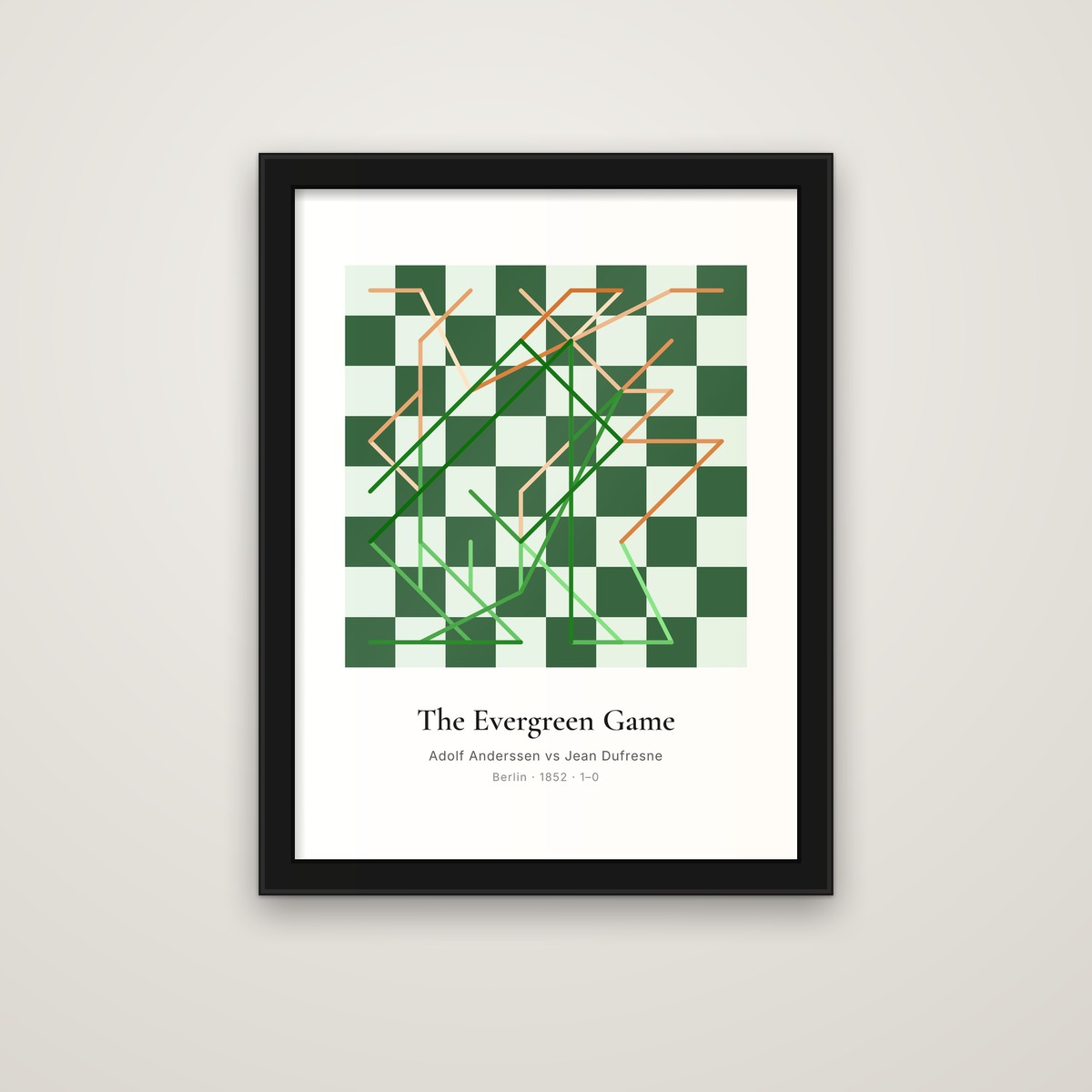 The Evergreen Game framed chess print