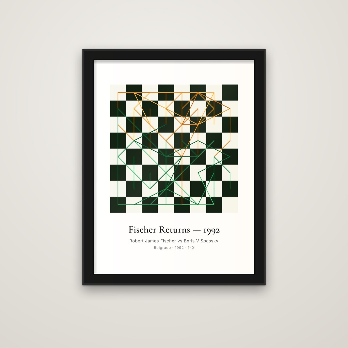 Fischer Returns — 1992 framed chess print