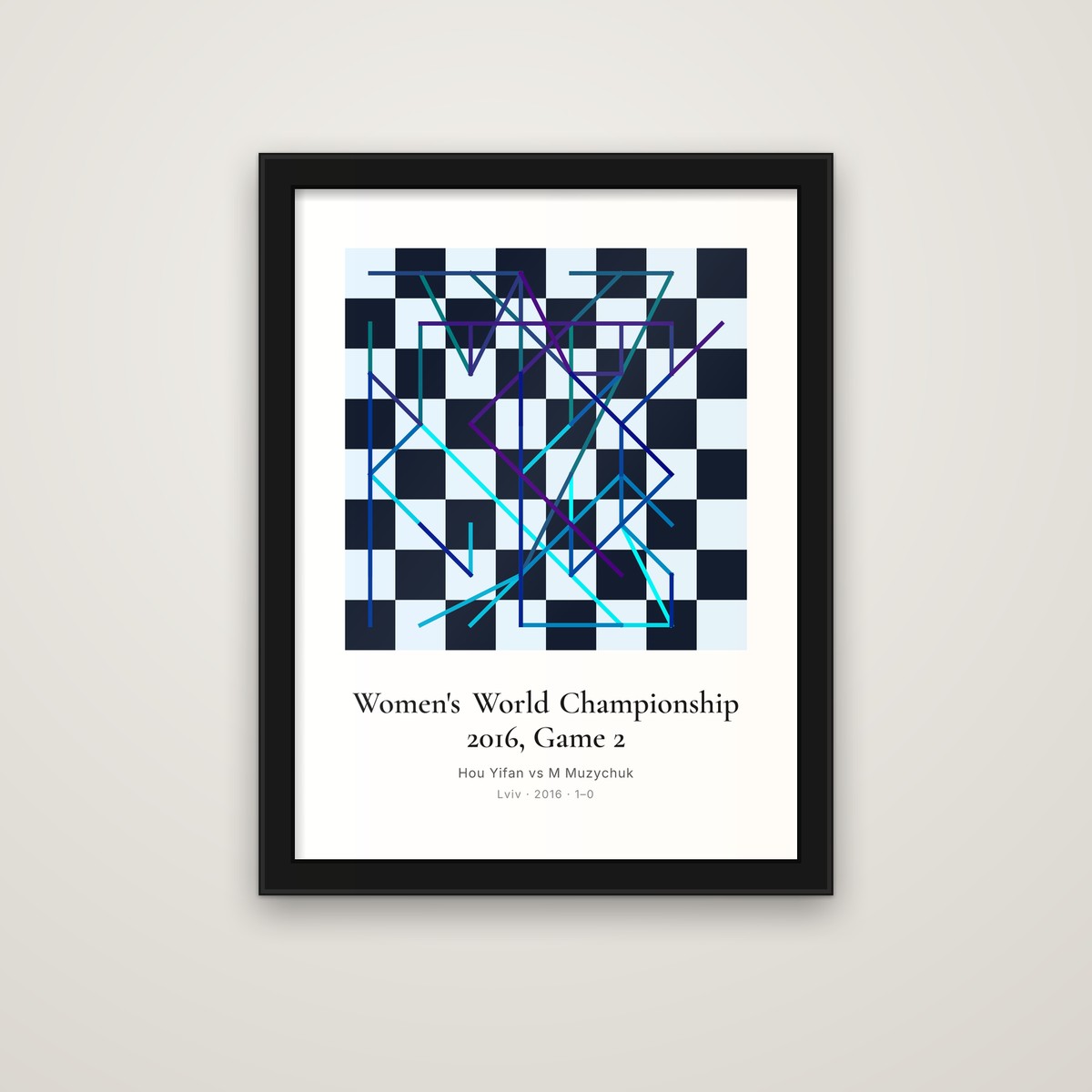 Women's World Championship 2016, Game 2 framed chess print