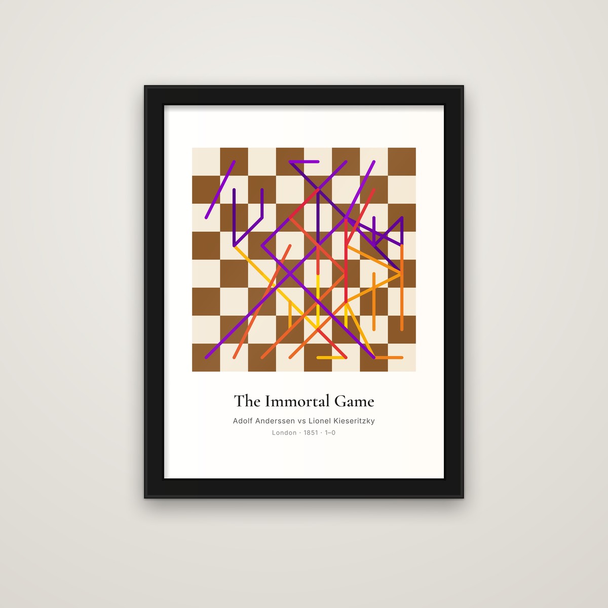 The Immortal Game framed chess print